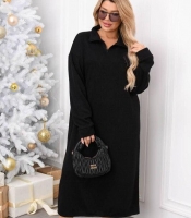 Платье-свитер женское из итальянской вязки миди с воротником-стойкой на молнии осенне-зимнее