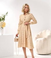 Платье женское из микровельвета с принтом миди рубашечного кроя на пуговицах с воротником и поясом приталенное повседневное осеннее