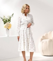 Платье женское из микровельвета с принтом миди рубашечного кроя на пуговицах с воротником и поясом приталенное повседневное осеннее