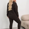 Спортивный костюм женский из теплого флисового трикотажа: свитшот свободного кроя и брюки на резинке осенне-зимний  k-126674