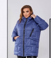 Куртка женская из плащевки лаке на синтепоне 250 стеганая с капюшоном зимняя