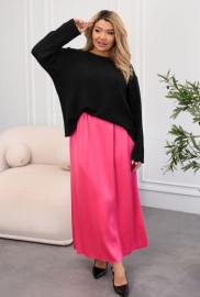 Костюм-двойка женский из ангоры и атласа: свитер оверсайз и юбка макси осенний