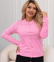 Лонгслив женский из трикотажа класса люкс асимметричный с эффектом необработанных краев и швами наружу демисезонный