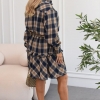 Костюм-двойка женский из байки: рубашка и юбка в клетку осенний  k-126747