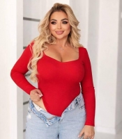 Боди женское из дайвинга с акцентным декольте с длинными рукавами на кнопках облегающее демисезонное