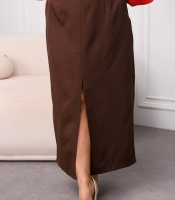 Юбка миди женская из костюмной ткани с высокой посадкой прямая с разрезом спереди с карманами демисезонная