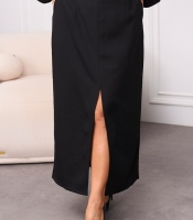 Юбка миди женская из полиэстера костюмная с высокой посадкой прямая с разрезом спереди с карманами демисезонная