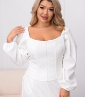 Блуза-корсет женская из костюмной ткани на молнии с рукавами фонариками приталенная демисезонная