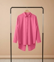 Рубашка женская из софта удлиненная с разрезом по спинке демисезонная