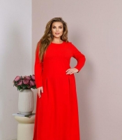 Платье-трапеция женское из креп-стретча макси с длинным рукавом больших размеров зимнее