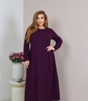 Платье-трапеция женское из креп-стретча макси с длинным рукавом больших размеров зимнее