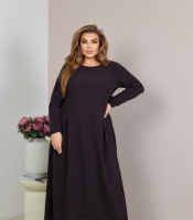 Платье-трапеция женское из креп-стретча макси с длинным рукавом больших размеров зимнее