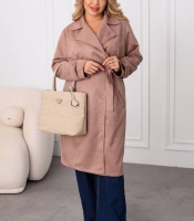 Тренч женский из замши на дайвинге с поясом и карманами весенний