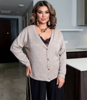 Кардиган женский из ангоры в рубчик с начесом на пуговицах зимний