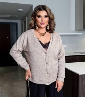 Кардиган женский из ангоры в рубчик с начесом на пуговицах зимний