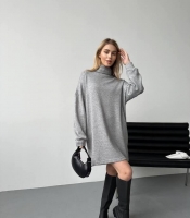 Платье-свитер женское из турецкой двусторонней ангоры оверсайз с длинными рукавами весеннее