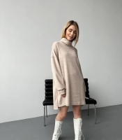 Платье-свитер женское из турецкой двусторонней ангоры оверсайз с длинными рукавами весеннее