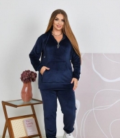 Спортивный костюм женский велюровый из турецкого велюра с худи на молнии и карманом кенгуру весенний