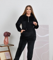 Спортивный костюм женский велюровый из турецкого велюра с худи на молнии и карманом кенгуру весенний