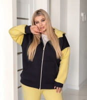 Худи женское на молнии из турецкого футера пенье трехнитка с начесом с капюшоном и карманами весеннее