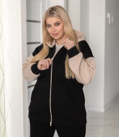 Худи женское из турецкого футера пенье трехнитка с начесом на молнии с капюшоном и карманами весеннее