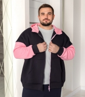 Худи мужское из турецкого футера пенье трехнитка с начесом на молнии с капюшоном и карманами плотность 320 г весенний