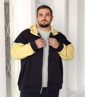 Худи мужское из турецкого футера пенье трехнитка с начесом на молнии с капюшоном и карманами весенний