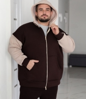 Худи мужское из турецкого футера пенье трехнитка с начесом на молнии с капюшоном и карманами весенний