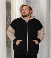 Худи мужское из турецкого футера пенье трехнитка с начесом на молнии с капюшоном и карманами весенний