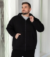 Худи мужское из турецкого футера пенье трехнитка с начесом на молнии с капюшоном и карманами весенний