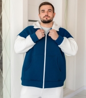 Худи мужское из турецкого футера пенье трехнитка с начесом на молнии с капюшоном и карманами весенний