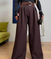 Брюки-палаццо женские из плотной костюмной ткани с высокой посадкой широкие на резинке по спинке повседневные деловые весенние