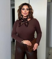 Лонгслив женский из евро рубчика однотонный весенний