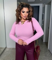 Лонгслив женский из евро рубчика однотонный весенний