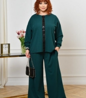 Костюм женский из крепа-стретч праздничный с туникой и брюками оверсайз большие размеры весенний