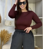 Лонгслив женский из микродайвинга на флисе облегающий базовый зимний