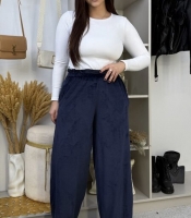 Брюки женские велюровые палаццо на резинке с карманами свободного кроя зимние