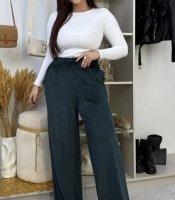 Брюки женские велюровые палаццо на резинке с карманами свободного кроя зимние