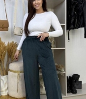 Брюки женские велюровые палаццо на резинке с карманами свободного кроя зимние