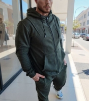 Спортивный костюм-двойка унисекс из флиса с капюшоном на молнии: кофта и джоггеры утепленный зимний