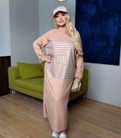 Платье-туника женское из тиар катон с геометрическим орнаментом миди с длинными рукавами