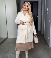 Кардиган женский кашемировый без подкладки двубортный с поясом удлинённый весенний