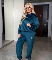 Спортивный костюм женский велюровый двойка с худи оверсайз с капюшоном и джоггерами на резинке повседневный демисезонный весенний