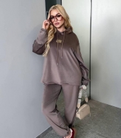 Спортивный костюм женский велюровый двойка с худи оверсайз с капюшоном и джоггерами на резинке повседневный демисезонный весенний