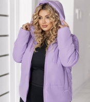 Куртка женская из плащевки Канада на силиконе с подкладкой саржа с капюшоном на молнии стеганая средняя весенняя