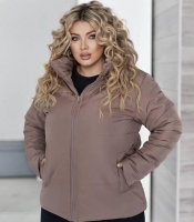 Куртка женская из плащевки Канада на силиконе с подкладкой саржа с капюшоном на молнии стеганая средняя весенняя