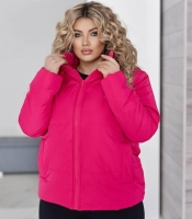 Куртка женская из плащевки Канада на силиконе с подкладкой саржа с капюшоном на молнии средней длины весенняя