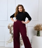 Брюки-палаццо женские из трикотажа на флисе на резинке с карманами широкие утепленные повседневные весенние