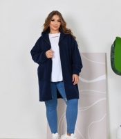 Кардиган женский из альпаки с капюшоном на молнии удлиненный оверсайз с накладными карманами теплый повседневный