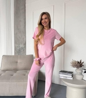 Домашний костюм-тройка женский велюровый: топ, штаны и шорты весенний